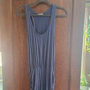 La Clef Casual Ruched Blue Sleeveless Knee Length Dress Size Medium